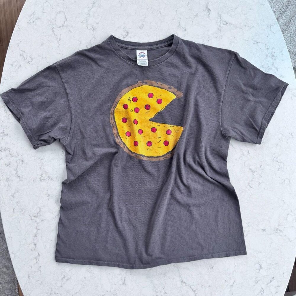 Pizza Graphic Tee XL Faded Grey Pepperoni Slice T-Shirt